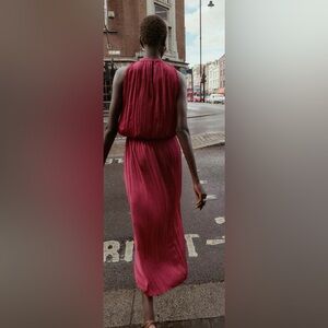 Zara Wrinkle Effect Pleated Midi Dress gown party dress prom dress cocktail